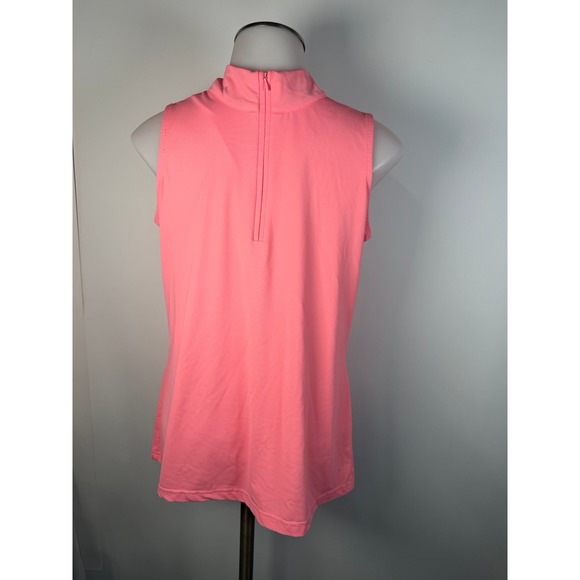 Lulu-B Tops - Lulu-B Womens Coral Pink Sleeveless Quarter Zip Mock Neck Golf Top XS